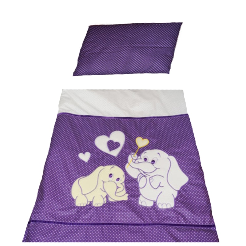 Set lenjerie de pat 2 piese pentru bebelusi Ty i My Elephant LPTME2-M, Multicolor