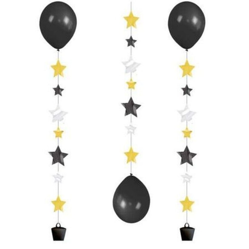 Panglica decorativa cu stelute pentru baloane cu heliu - 100 cm, Radar 9902240, 3 buc/set
