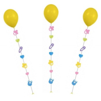 Panglica decorativa pentru baloane cu heliu - Baby - 9 x 7 x 100 cm, Radar 9902239, 3 buc/set Panglica decorativa pentru baloane cu heliu - Baby - 9 x 7 x 100 cm, Radar 9902239, 3 buc/set