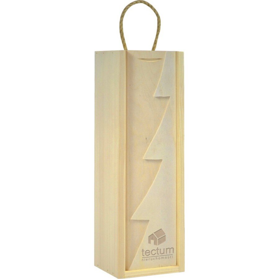 Cutie lemn cu motive de Craciun pentru o sticla de vin CDT-722A