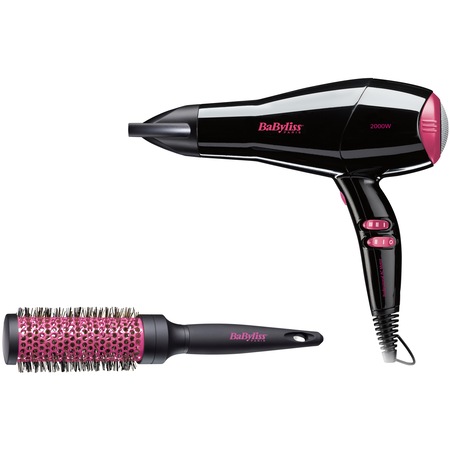 Set Uscator de par BaByliss Expert D412PE, 2000 W, 3 Trepte de temperatura, 3 Viteze + Perie si accesorii de coafat