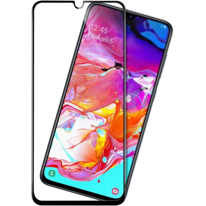 Tempered compatibila cu Samsung Galaxy A70 Full Glue, Negru