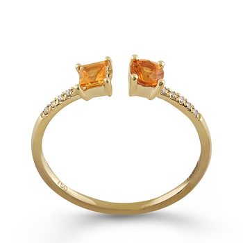 Inel Deruvo Aur 18k Diamante, Safire Portocalii, 51 R33005-OSADY Inel Deruvo Aur 18k Diamante, Safire Portocalii, 51 R33005-OSADY