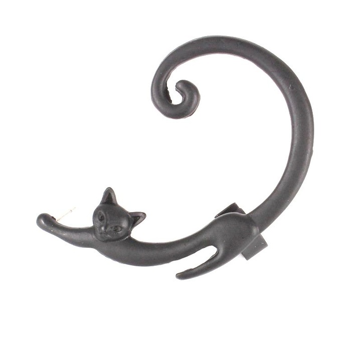 Cercel pisica, negru, de efect, 5 cm