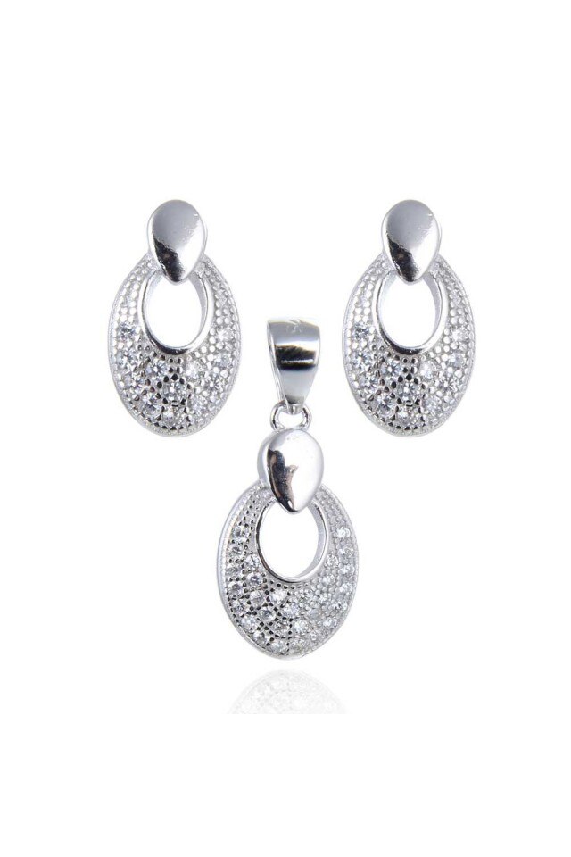 Set argint cercei si pandant Royality 1.1 cm 2.2 cm Bijouxmania