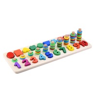 Jucarie educativa Montessori din lemn, multicolora cu numere si forme , Picodino®