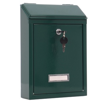 Cutie postala pentru interior sau exterior, din otel, verde, ATS, 12 x 6 x 30 cm Cutie postala pentru interior sau exterior, din otel, verde, ATS, 12 x 6 x 30 cm