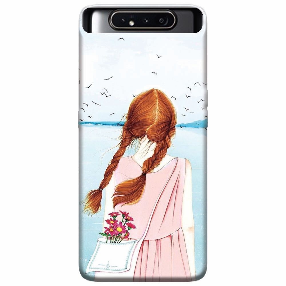 Husa silicon pentru Samsung Galaxy A80, Girl And Birds