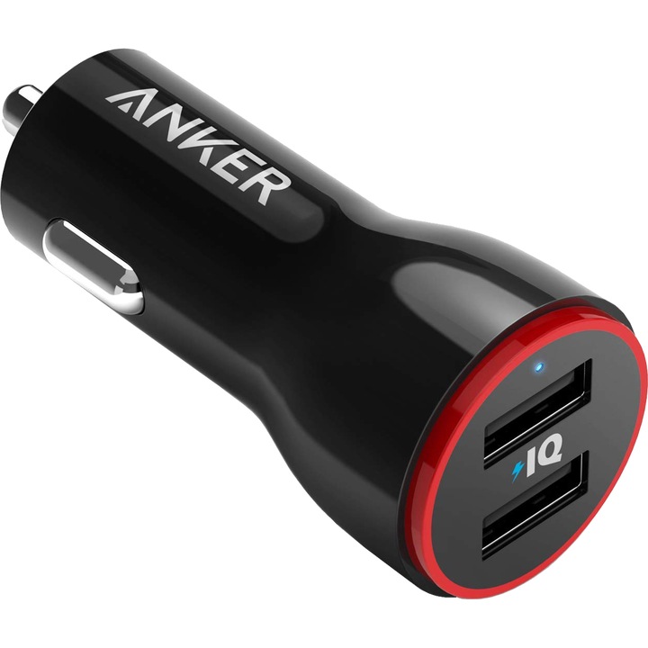 Зарядно устройство за кола Anker PowerDrive 2, 2xUSB, Черно