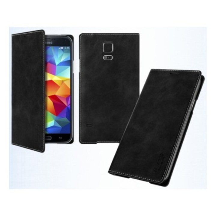 Husa Galaxy S5 Arium Mustang Flip Book Battery Cover negru