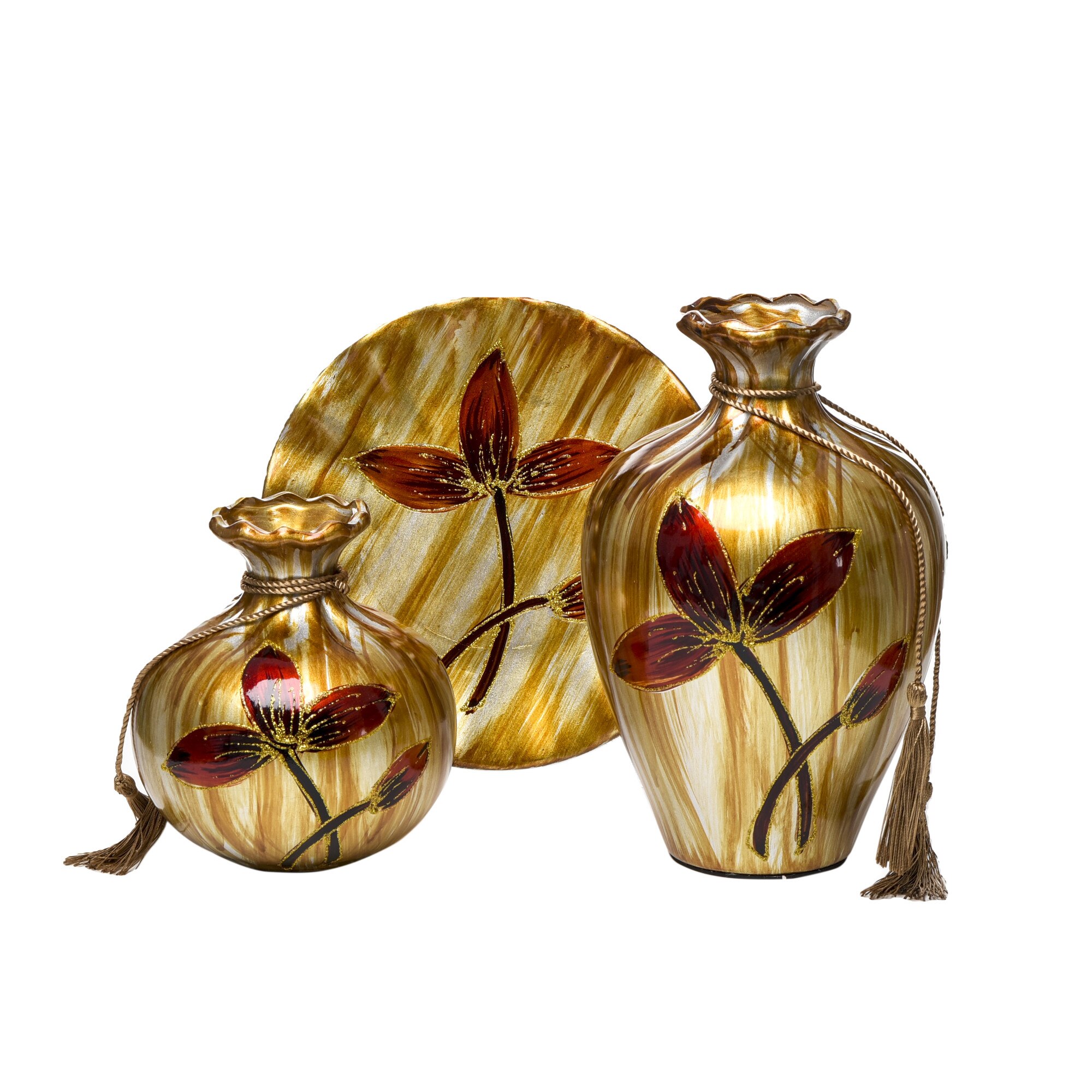 Set vaze + farfurie DALIA, realizat manual din ceramica, 22.5 cm