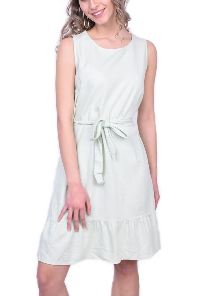 Rochie de vara cu volanase, Verde Mint, Vero Moda, Marimea M 38 EU