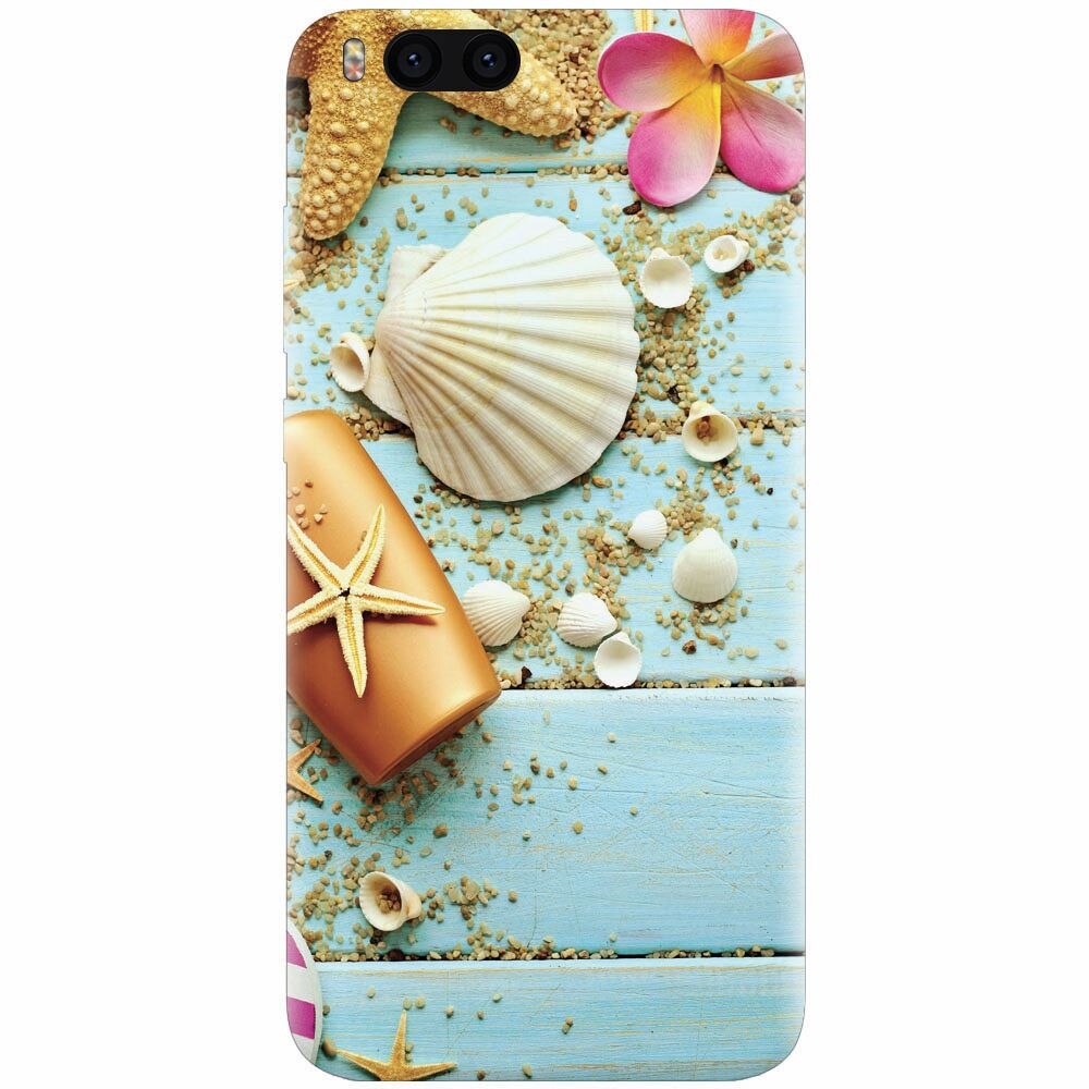 Husa silicon pentru Xiaomi Mi Note 3, Blue Wood Seashells Sea Star