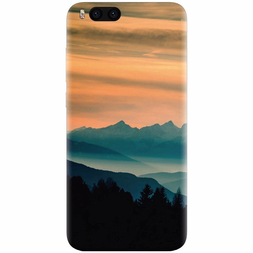 Husa silicon pentru Xiaomi Mi 6, Blue Mountains Orange Clouds Sunset Landscape