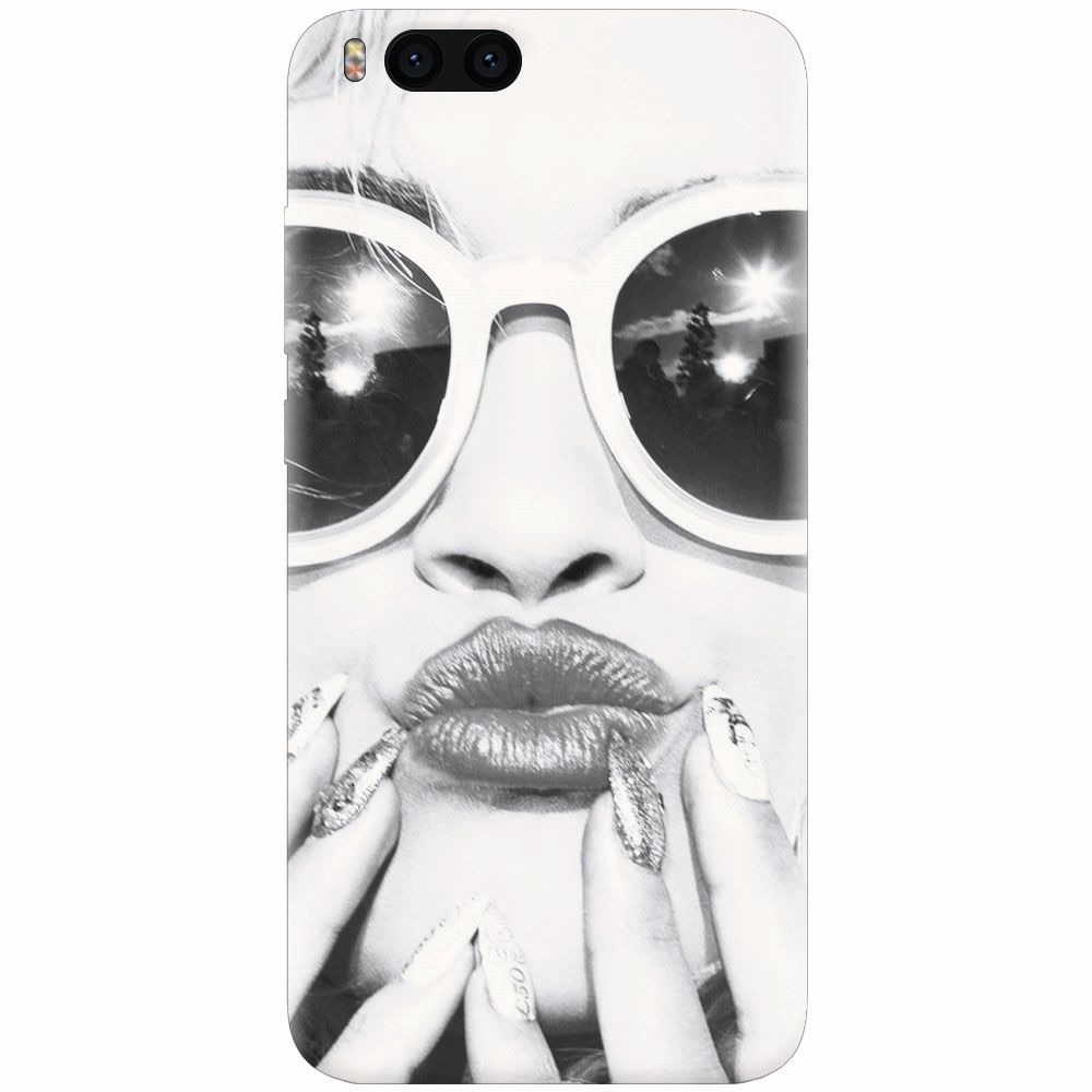 Husa silicon pentru Xiaomi Mi Note 3, Black And White Portrait Blonde Model In Fashion Sunglasses