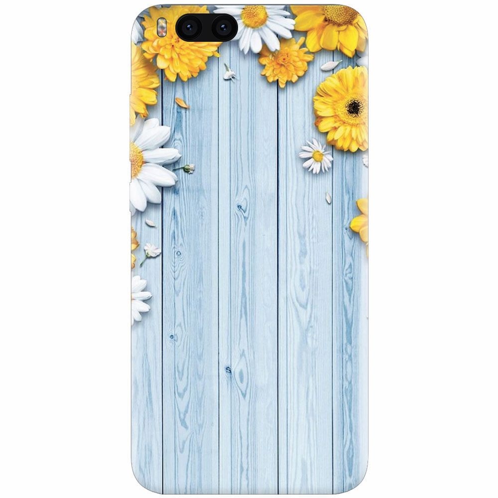 Husa silicon pentru Xiaomi Mi Note 3, Sunflower On Blue Wood