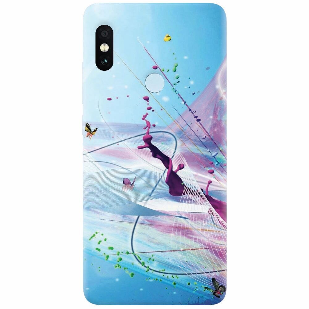 Husa silicon pentru Xiaomi Redmi Note 5 Pro, Artistic Paint Splash Purple Butterflies