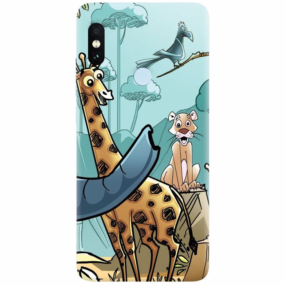 Husa silicon pentru Xiaomi Redmi Note 5 Pro, Children Drawings Elephants Giraffes Lions