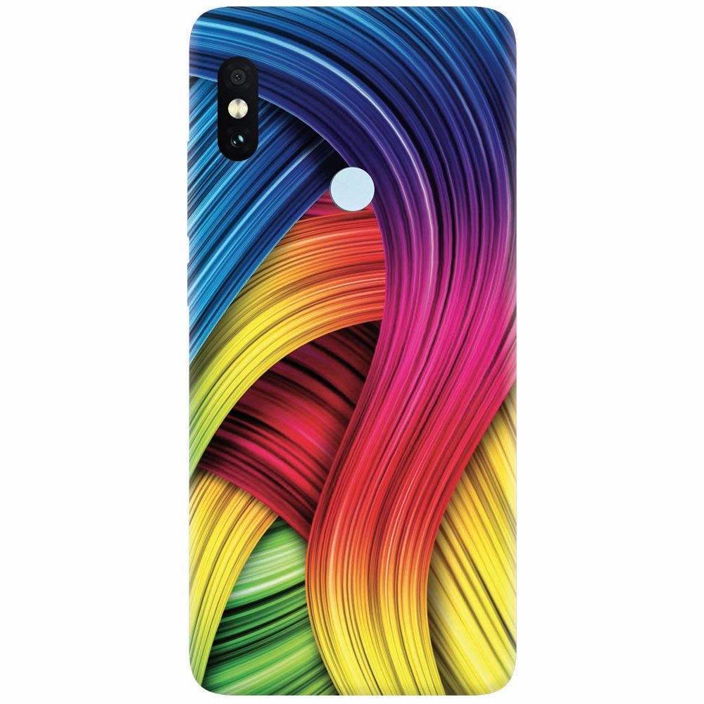 Husa silicon pentru Xiaomi Mi Max 3, Curly Colorful Rainbow Lines Illustration