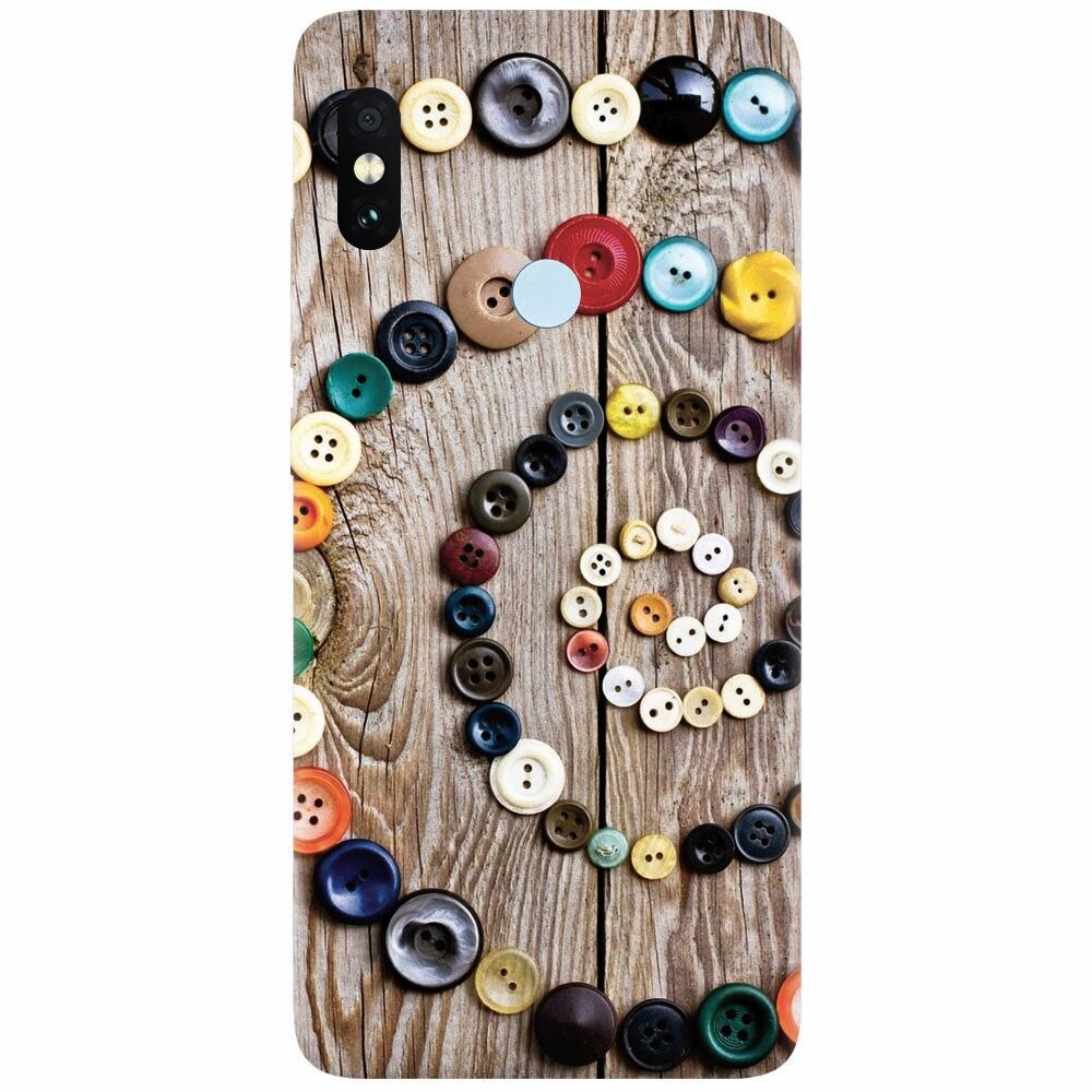 Husa silicon pentru Xiaomi Mi Max 3, Colorful Buttons Spiral Wood Deck