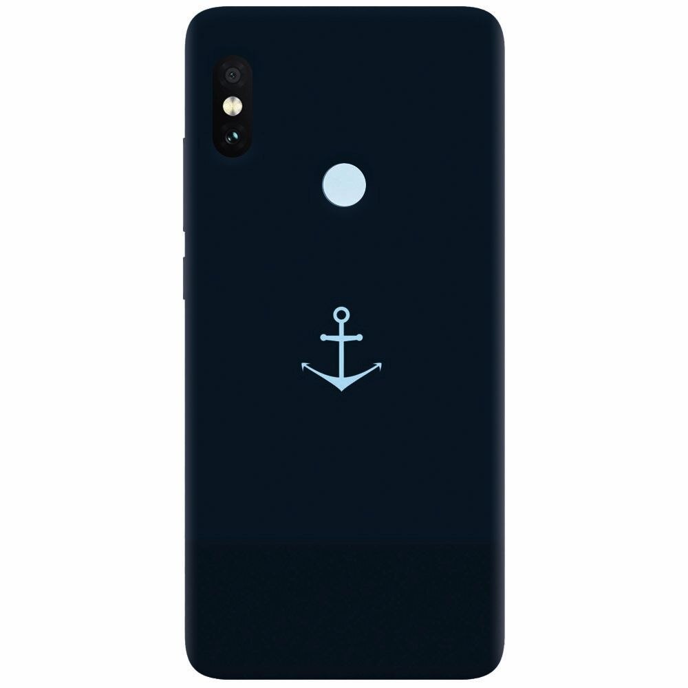 Husa silicon pentru Xiaomi Mi A2 Lite, Blue Navy Anchor Illustration Flat