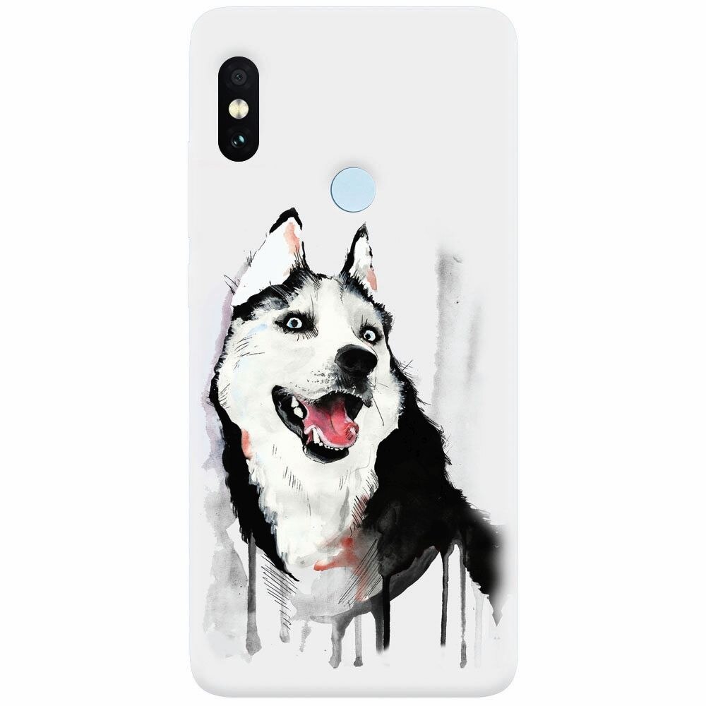 Husa silicon pentru Xiaomi Redmi Note 5 Pro, Husky Dog Watercolor Illustration