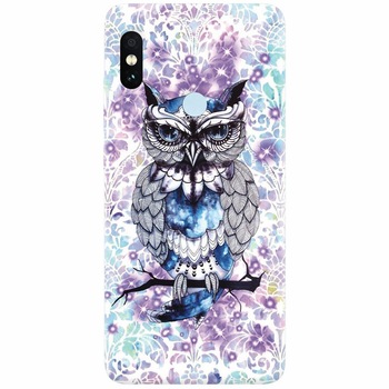 Husa silicon pentru Xiaomi Mi 8, Abstract Owl Husa silicon pentru Xiaomi Mi 8, Abstract Owl