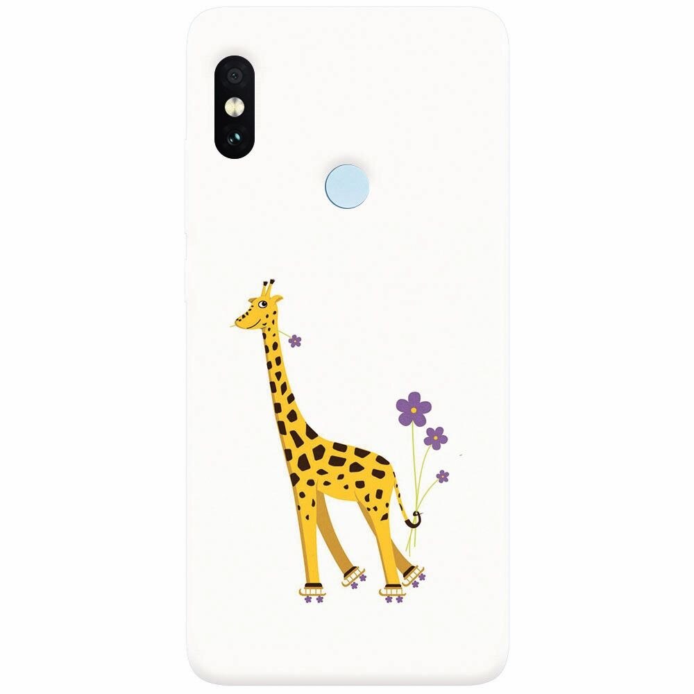 Husa silicon pentru Xiaomi Mi A2, Rollerskating Girafe Illustration