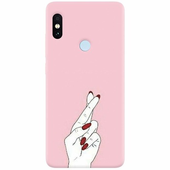 Husa silicon pentru Xiaomi Mi 8, Pink Finger Cross Husa silicon pentru Xiaomi Mi 8, Pink Finger Cross