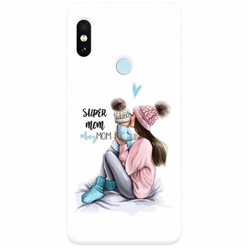 Husa silicon pentru Xiaomi Mi A2 Lite, Super Mom With Boy Husa silicon pentru Xiaomi Mi A2 Lite, Super Mom With Boy