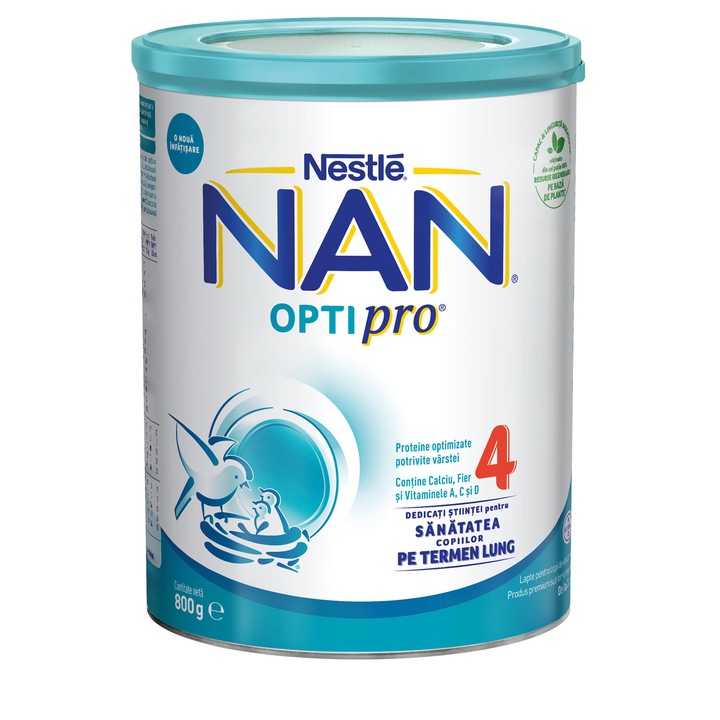 Lapte praf Nestle NAN 4 Optipro, 800 g, 2-3 ani