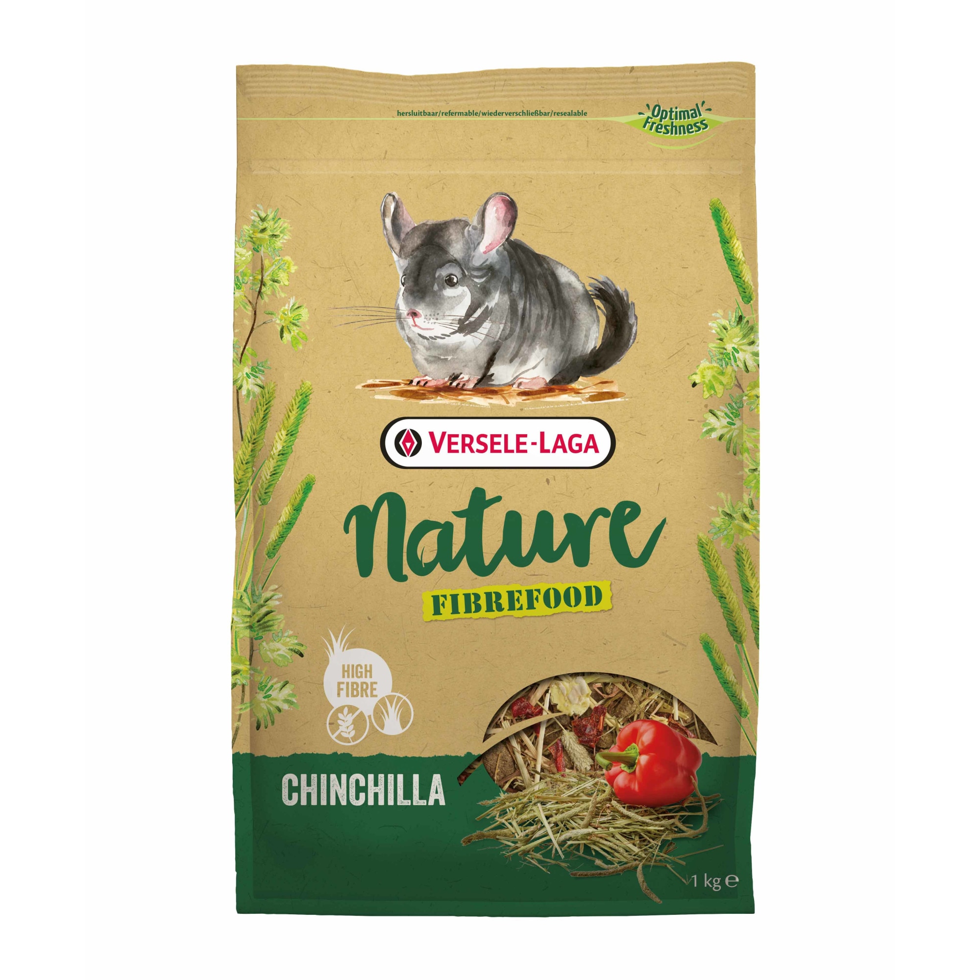 Храна за възрастни,капризни и живеещи у дома чинчили Versele-Laga  Chinchilla Nature Fibrefood, 1 кг - eMAG.bg