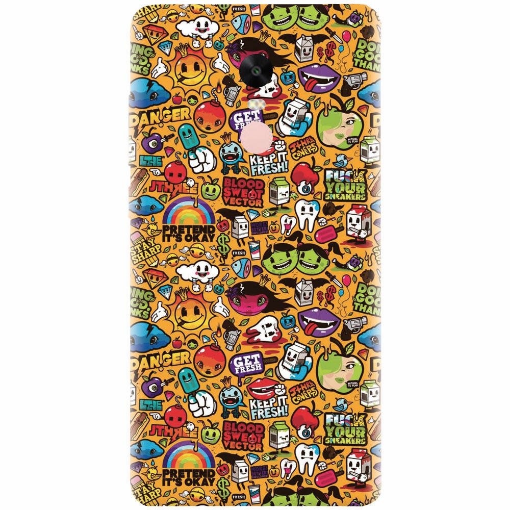 Husa silicon pentru Xiaomi Redmi Note 4, Colorful Sticker Illustrations