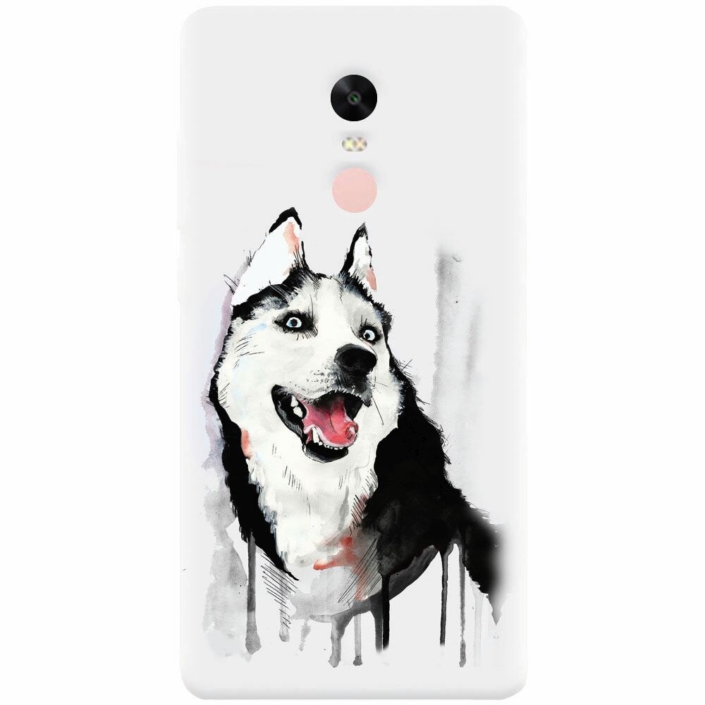 Husa silicon pentru Xiaomi Redmi Note 4, Husky Dog Watercolor Illustration