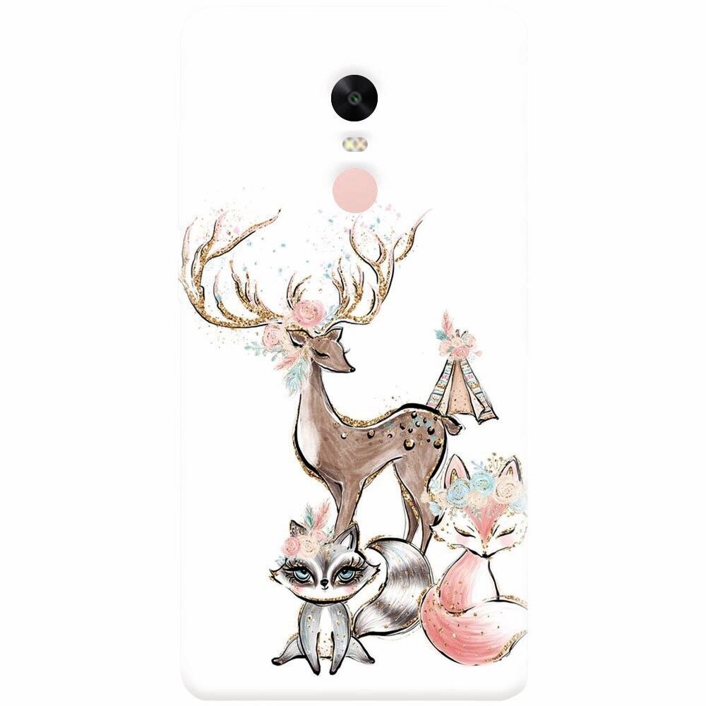 Husa silicon pentru Xiaomi Redmi Note 4, Foxs And Deer