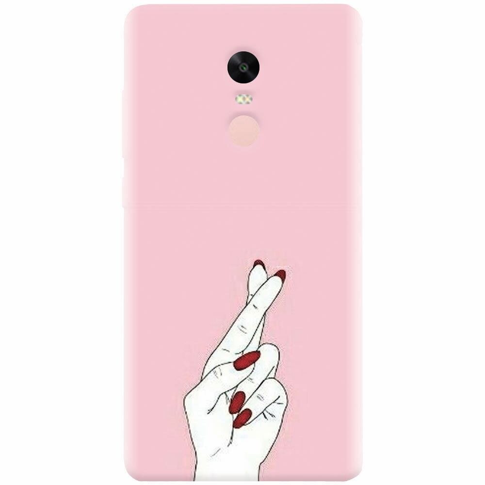 Husa silicon pentru Xiaomi Redmi Note 4, Pink Finger Cross