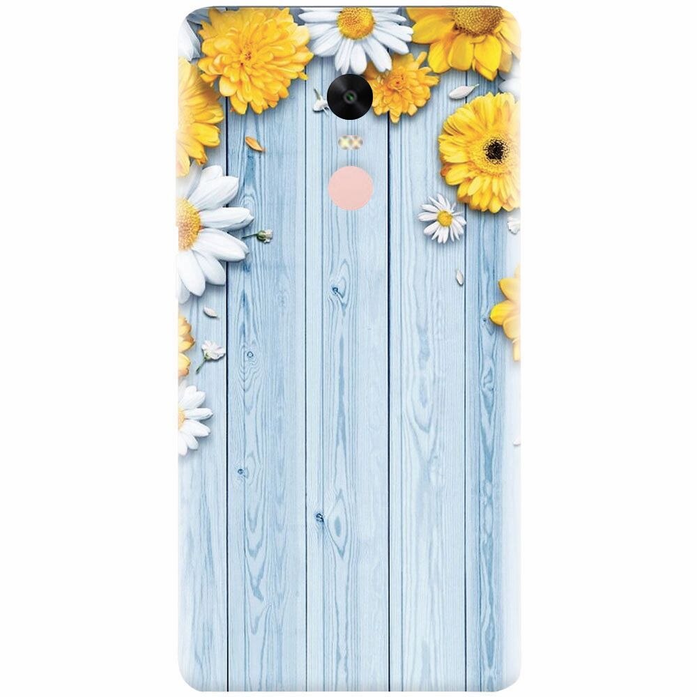 Husa silicon pentru Xiaomi Redmi Note 5A Prime, Sunflower On Blue Wood