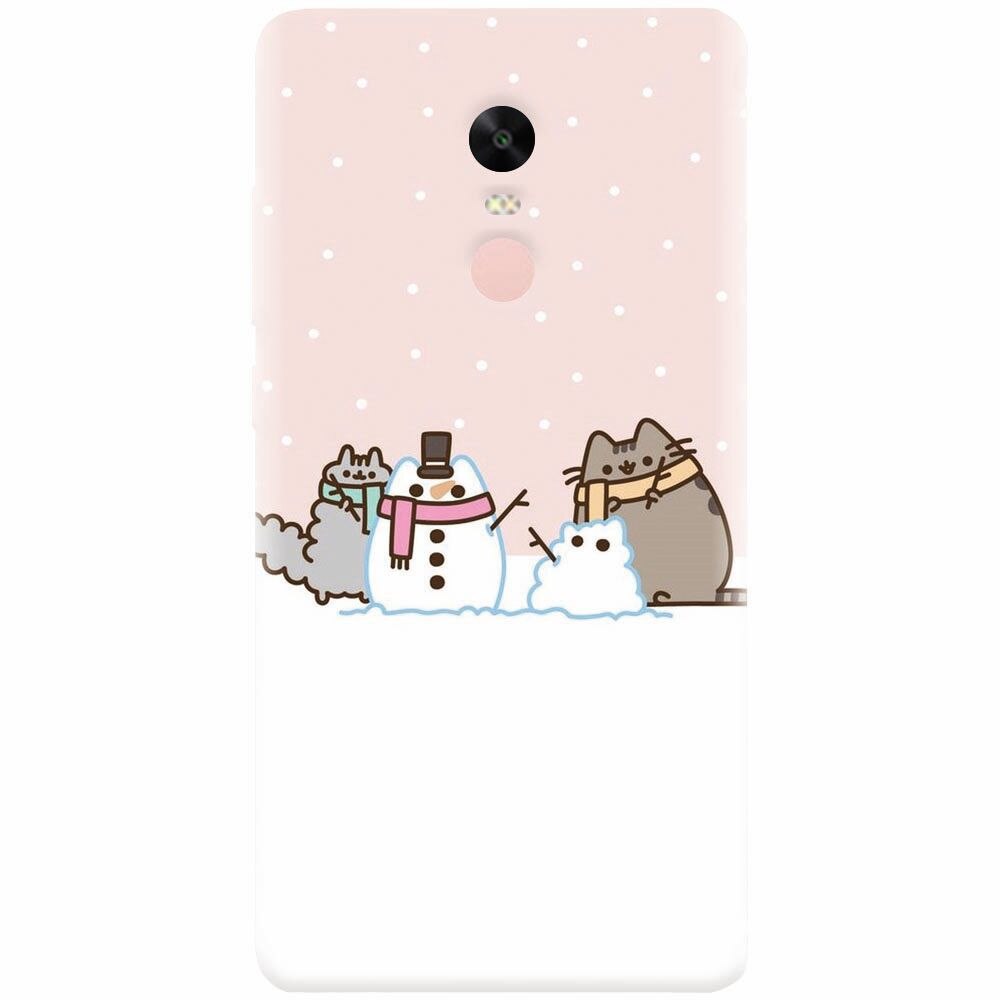 Husa silicon pentru Xiaomi Redmi Note 4X, Cat And Snowman