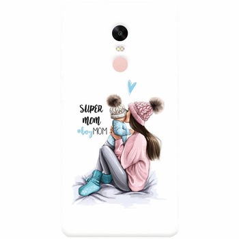 Husa silicon pentru Xiaomi Redmi Note 4X, Super Mom With Boy Husa silicon pentru Xiaomi Redmi Note 4X, Super Mom With Boy