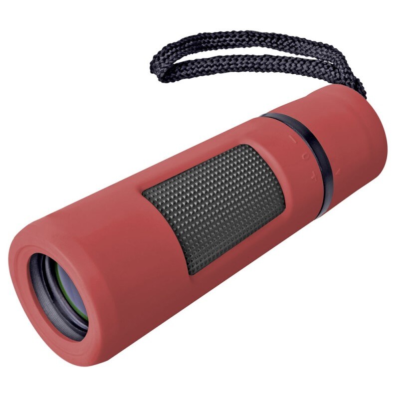 Monocular Bresser Topas 10x25, prima Roof, material sticla BK-7, Rosu