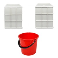 pachet 2 x cutie branza 20l cu capac inchidere etansa sigiliu 2 capete 38cm x 24cm  galeata plastic 10l rosu imagen 19_0_
0