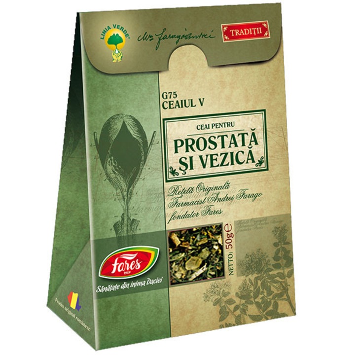 Ceai Prostata si Vezica Urinara, 50 g, Fares – sustine sanatatea prostatei si a tractului urinar, formula naturala din plante medicinale