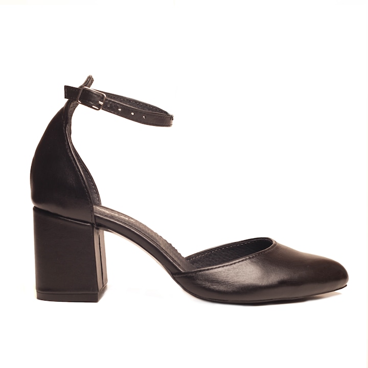 Klasszikus cipő, TUNGUS, természetes bőr, fekete színű, 6 cm-es sarok