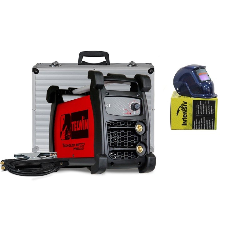 Invertor sudura TECHNOLOGY 186 MPGE XT , 160A Telwin , Electrod 1.6-4.0 mm, valiza aluminiu pentru transport si accesorii + Masca sudura Automata Dark Blue Intensiv