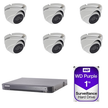 Sistem supraveghere video 6 camere, 5 MP, interior/exterior Hikvision, 4K + 1 TB HDD Sistem supraveghere video 6 camere, 5 MP, interior/exterior Hikvision, 4K + 1 TB HDD