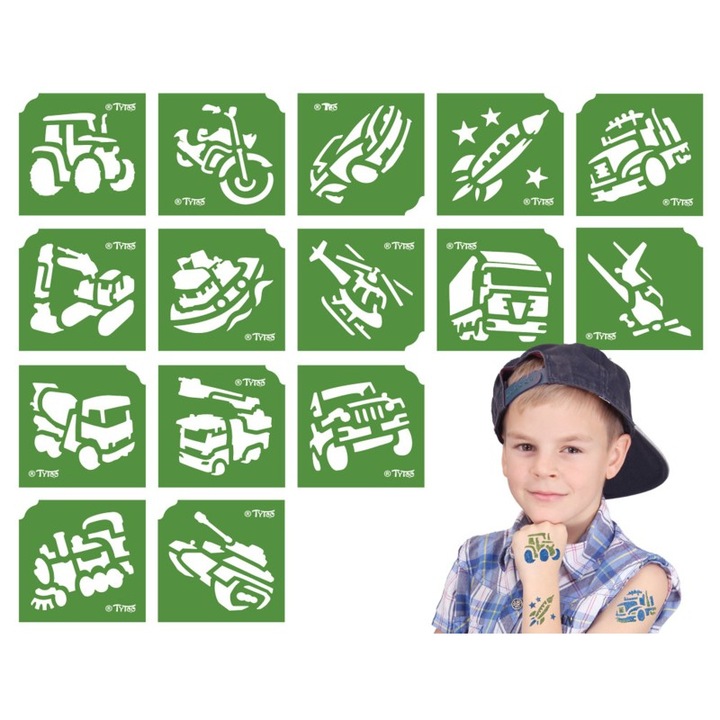 Set tatuaje temporare copii 501553, TyToo, 15 bucati, 5x5 cm