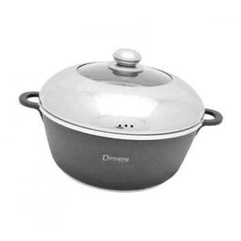 Cratita de tuci cu capac de inox cu geam termorezistent si gauri pentru iesirea aburului , 24 cm,capacitate 4,9l Cratita de tuci cu capac de inox cu geam termorezistent si gauri pentru iesirea aburului , 24 cm,capacitate 4,9l