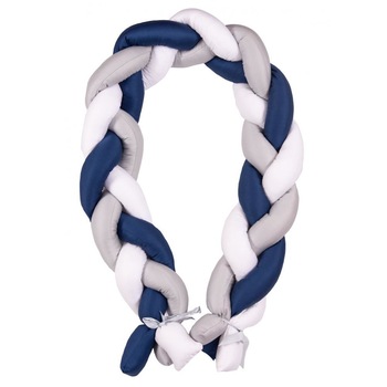 Protectie laterala din bumbac Bumper impletit The Braid Grey/Navy 05 Protectie laterala din bumbac Bumper impletit The Braid Grey/Navy 05