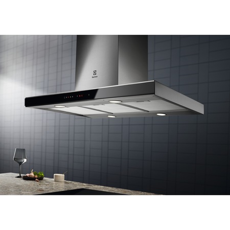 Hota incorporabila decorativa Electrolux EFI739X, Putere de absorbtie 740 mc/h, 1 motor, 90 cm, Conectivitate plita, Functie Breeze, Inox
