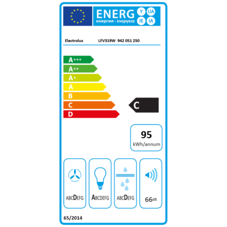 Hota incorporabila decorativa Electrolux LFV319W, Putere de absorbtie 600 mc/h, 1 motor, 90 cm, Alb